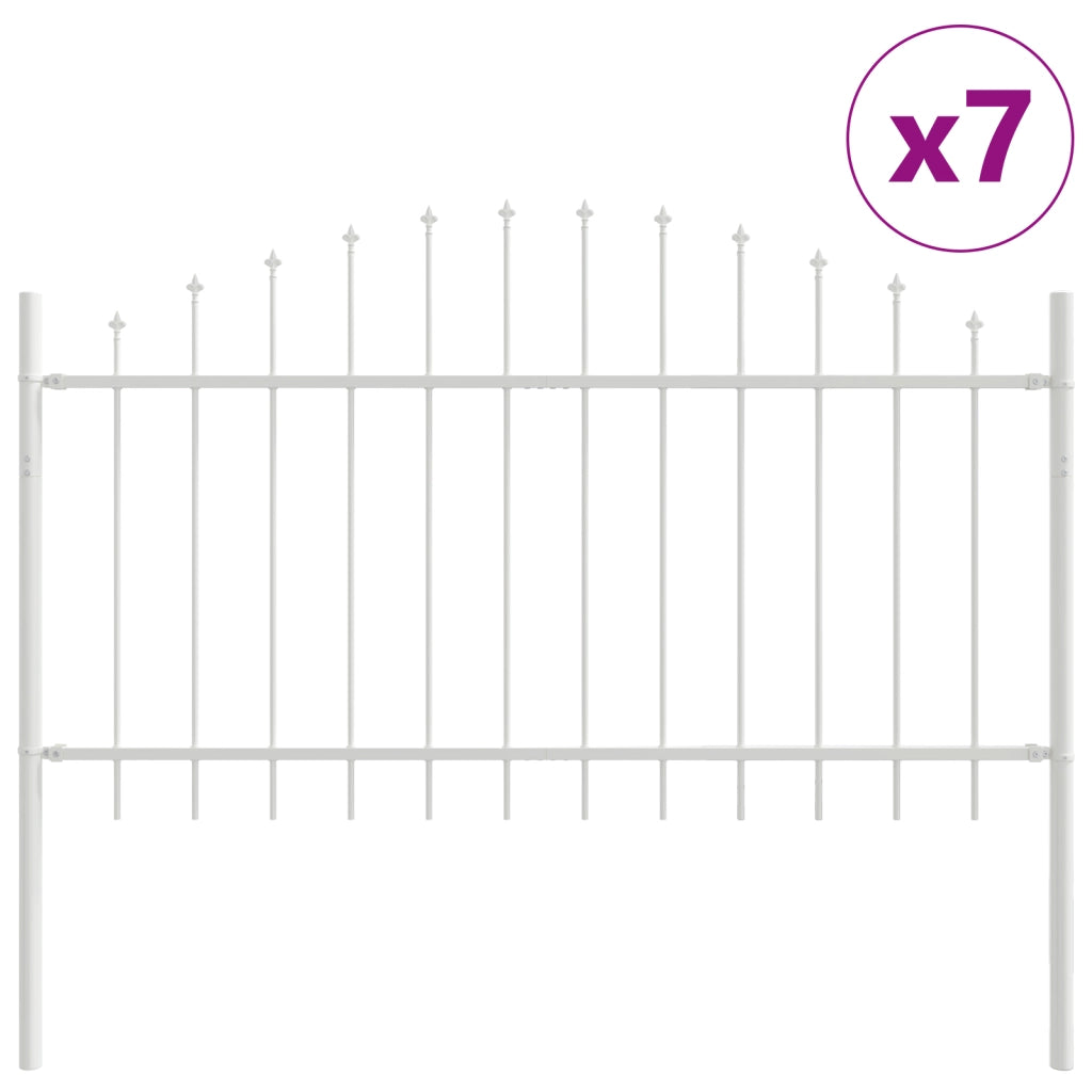 Recinzione da Giardino con Parte Superiore a Curva - Bianco, 11.9 x 1 m, Acciaio