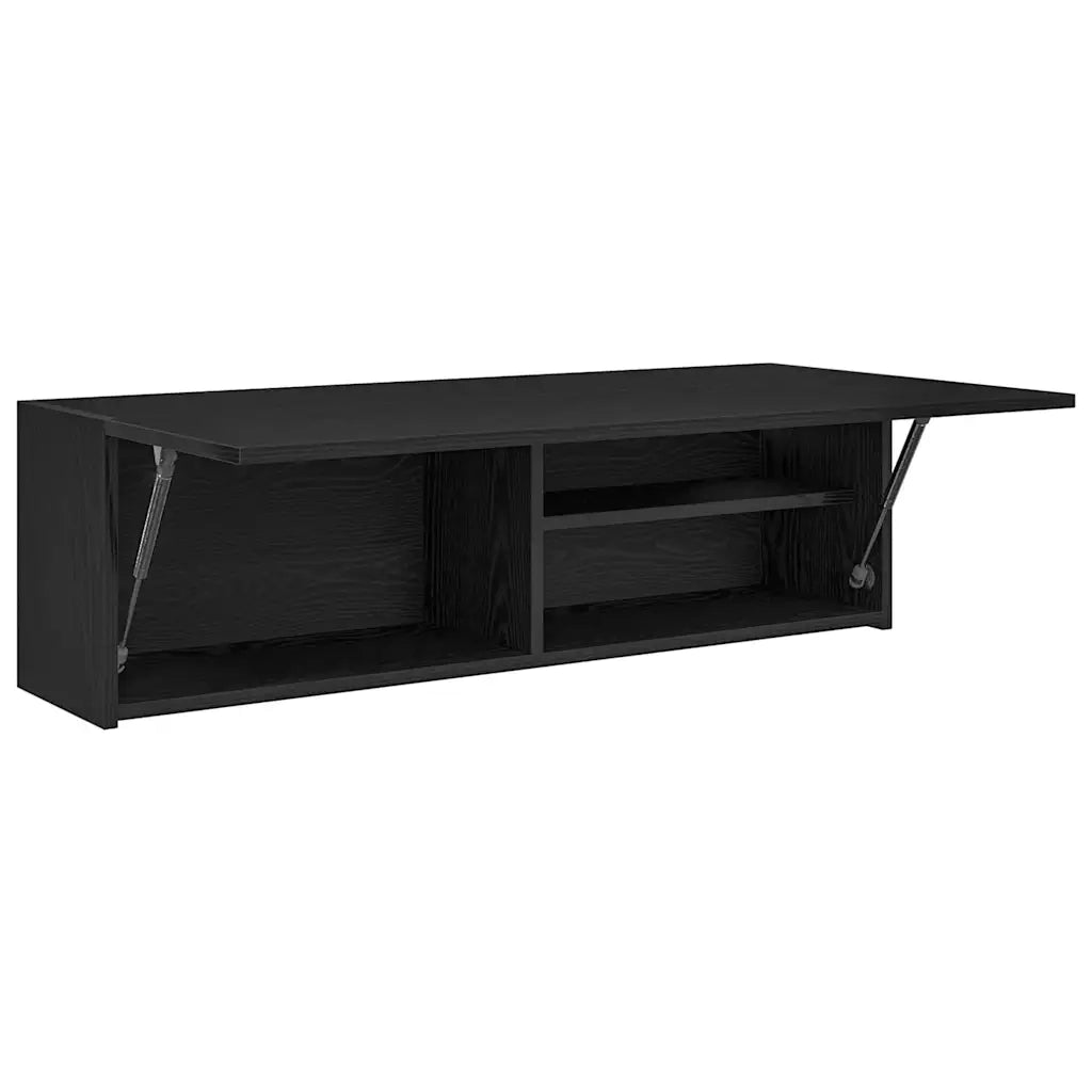 Mobiletto da bagno moderno a parete con vano contenitore 100 x 25 x 30 cm realizzato in legno composito nero 02_0051286