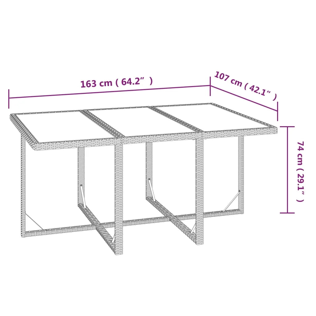 Set da Pranzo da Giardino 7 pz con Cuscini Polyrattan Marrone 3095539