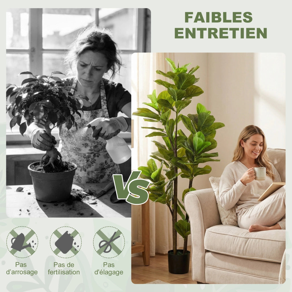 Pianta Finto Fico Lira 150 cm ¨C zephmum ¨C Verde, Cemento