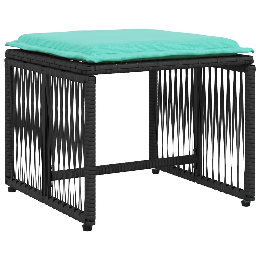 Set da pranzo da giardino da 7 pz con Cuscini in Polyrattan Nero 369017
