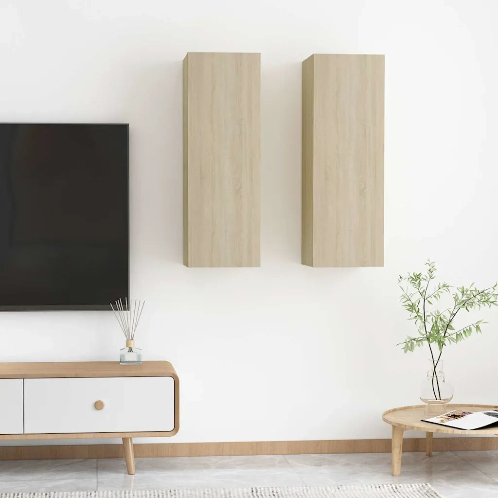 Mobili TV 2pz-Set di 2 Credenza per TV Rovere Sonoma 30,5x30x90 cm in Legno Multistrato