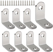 Angoli di acciaio inossidabile 90 gradi - 20 mm x 20 mm - Set di 8 con viti - Per sedili, tavoli, assi di legno - Argento.