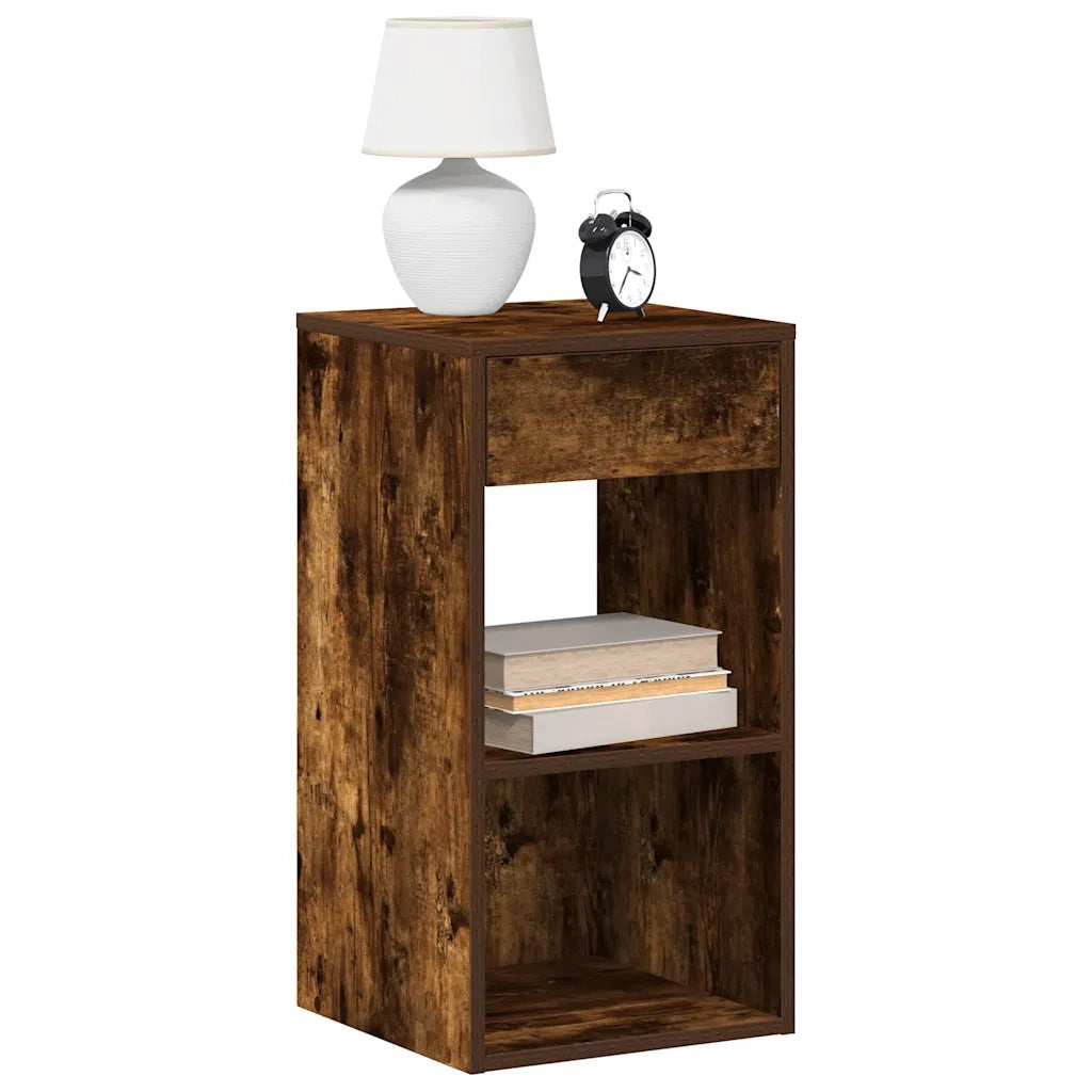 Set di 2 Comodini | Armadio da Notte | Mobiletto da notte con Cassetto Rovere Fumo 35x34x66,5 cm