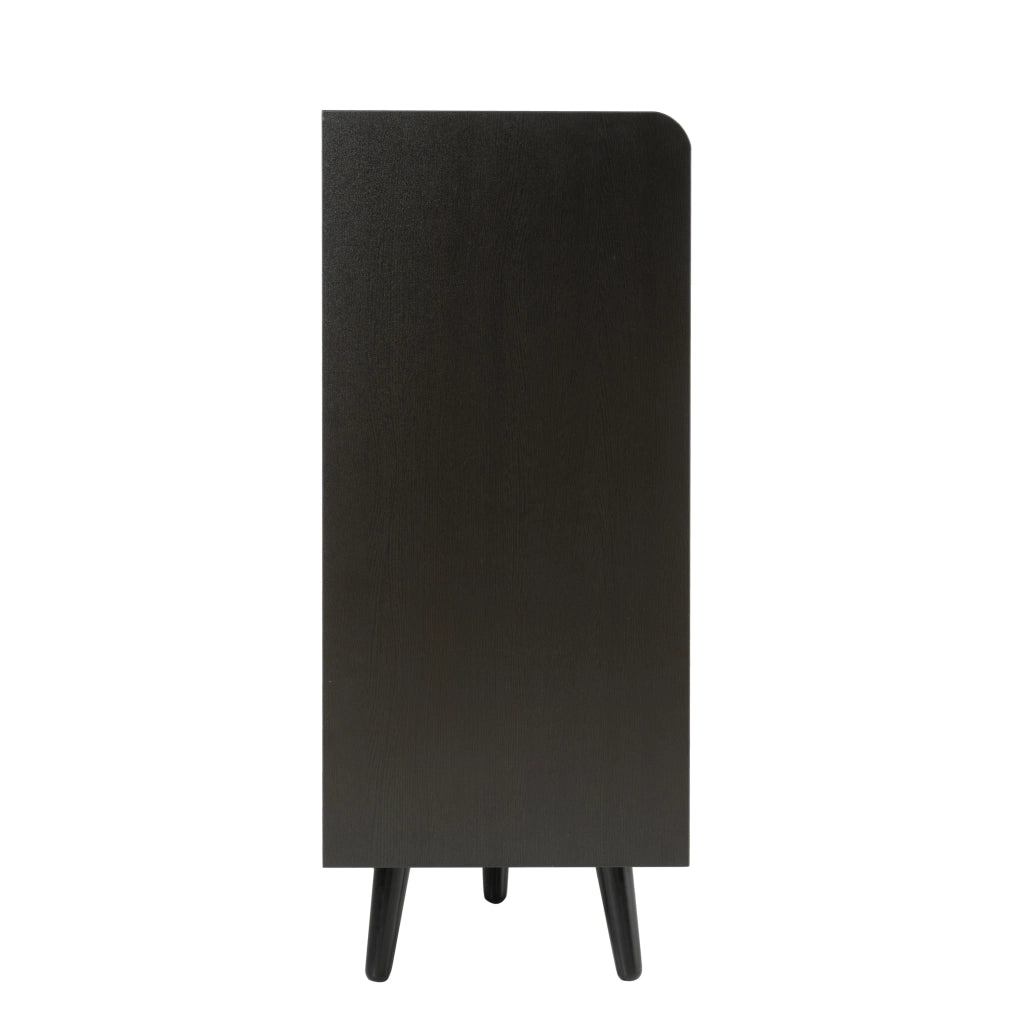 Scarpiera con Panca ¨C MINIMAL ¨C Legno di Noce Nero, 4 Ante, Ganci in Metallo, 120x34x82 cm