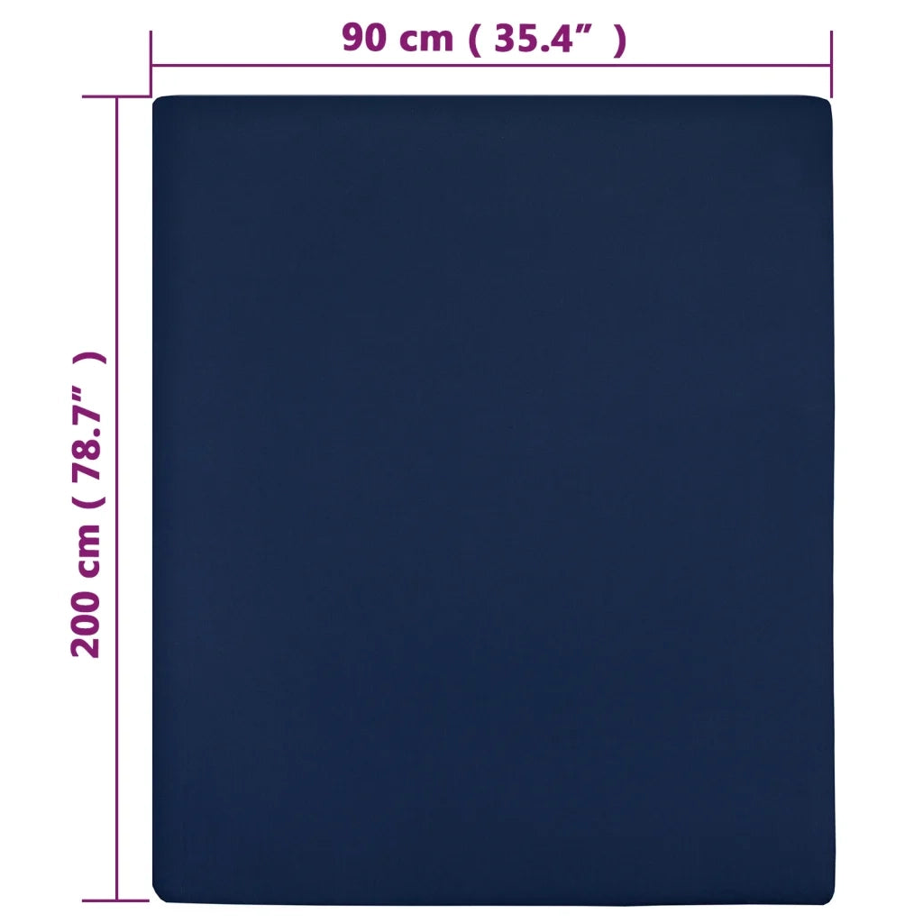 Lenzuola con Angoli Jersey 2pz Blu Marino 90x200 cm Cotone 136231