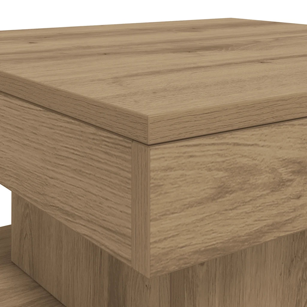 Tavolino da salotto | Tavolino da caff¨¨ | Tavolino da Soggiorno con Luci LED Rovere Artigianale 50x50x40 cm