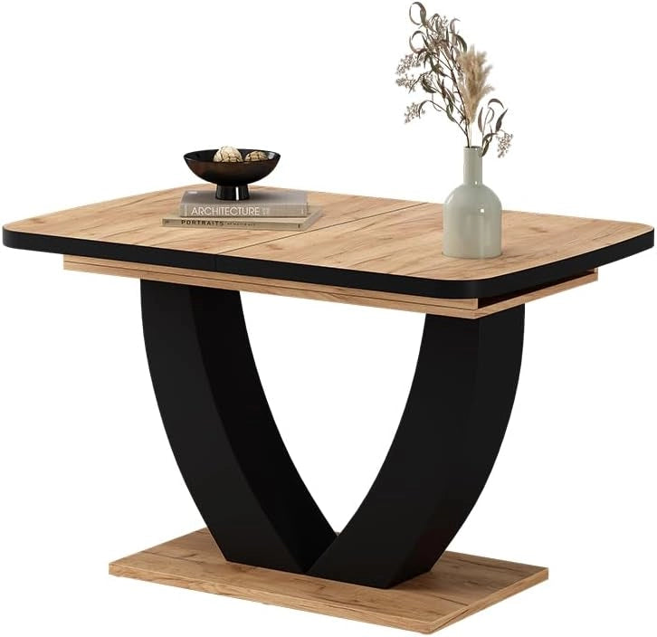 tavolo da pranzo allungabile Fenaro, Nero/quercia, 120 x 80 cm Estensibile, con funzione di estensione per un adattamento flessibile delle dimensioni del tavolo