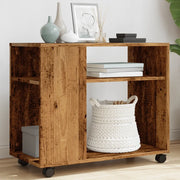 Tavolino con Ruote Legno Antico 70x35x60cm in Truciolato 853153
