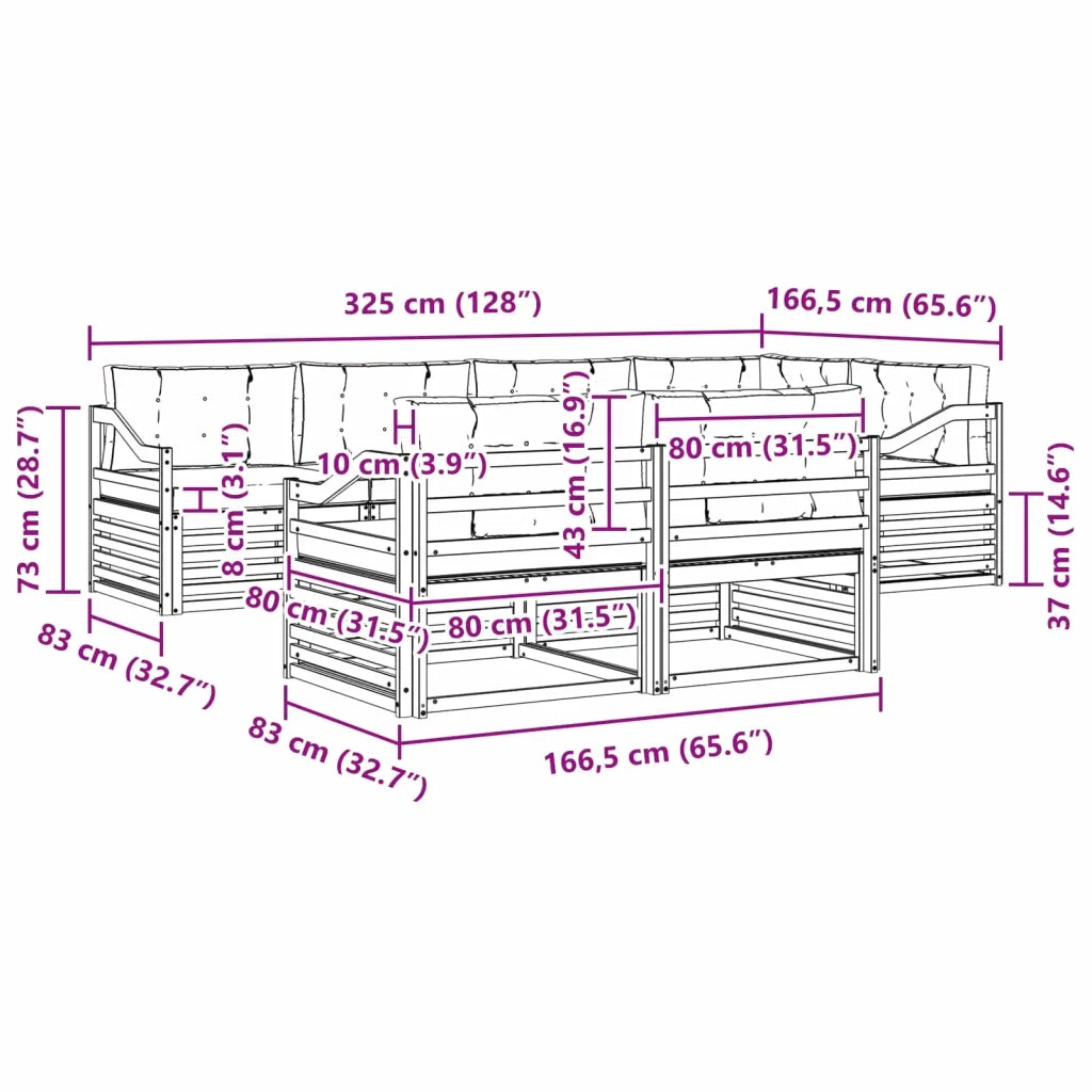 Set di divani da esterno con cuscino 7 pcs Naturale e Beige 3373638