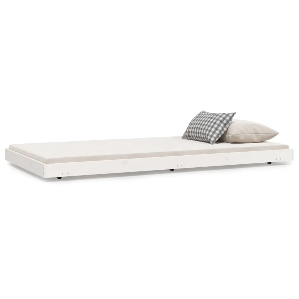 Letto singolo | Letto per adulti | Giroletto senza Materasso Bianco 90x200 cm Legno Massello Pino