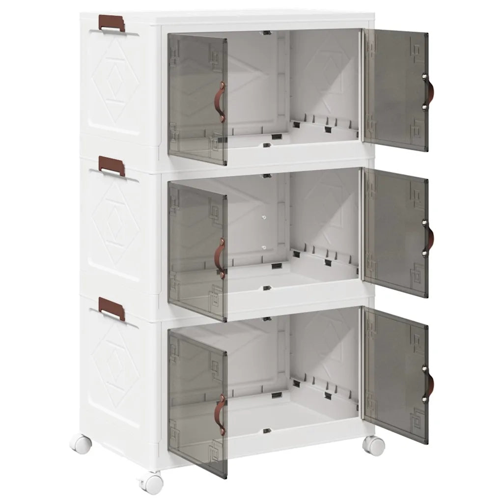 vidaXL Scatola Portaoggetti con Ruote 3 Livelli 75 L 64x39,5x110,5 cm
