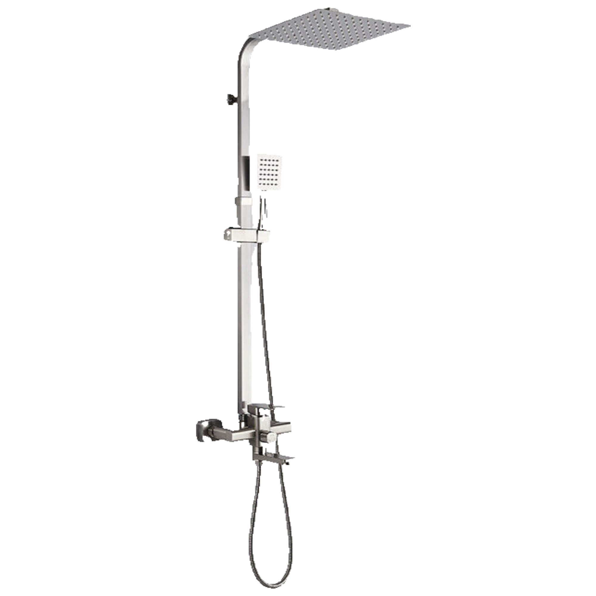 LANA | Set pioggia Premium in acciaio inox spazzolato argento | Miscelatore doccia di design | Miscelatore doccia completo di doccetta