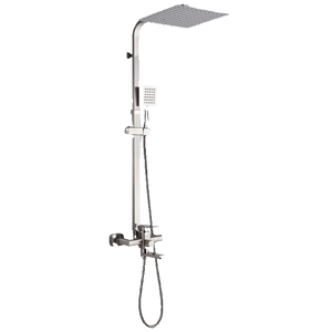 LANA | Set pioggia Premium in acciaio inox spazzolato argento | Miscelatore doccia di design | Miscelatore doccia completo di doccetta