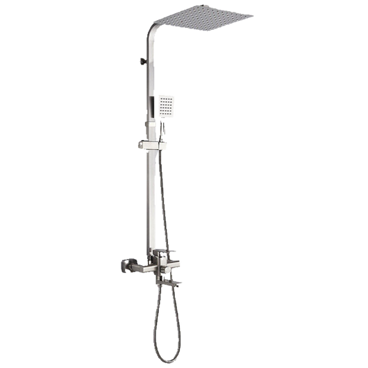 LANA | Set pioggia Premium in acciaio inox spazzolato argento | Miscelatore doccia di design | Miscelatore doccia completo di doccetta