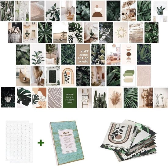 Set di 50 cartoline botaniche vintage con citazioni in scatola elegante con applicatore di colla.
