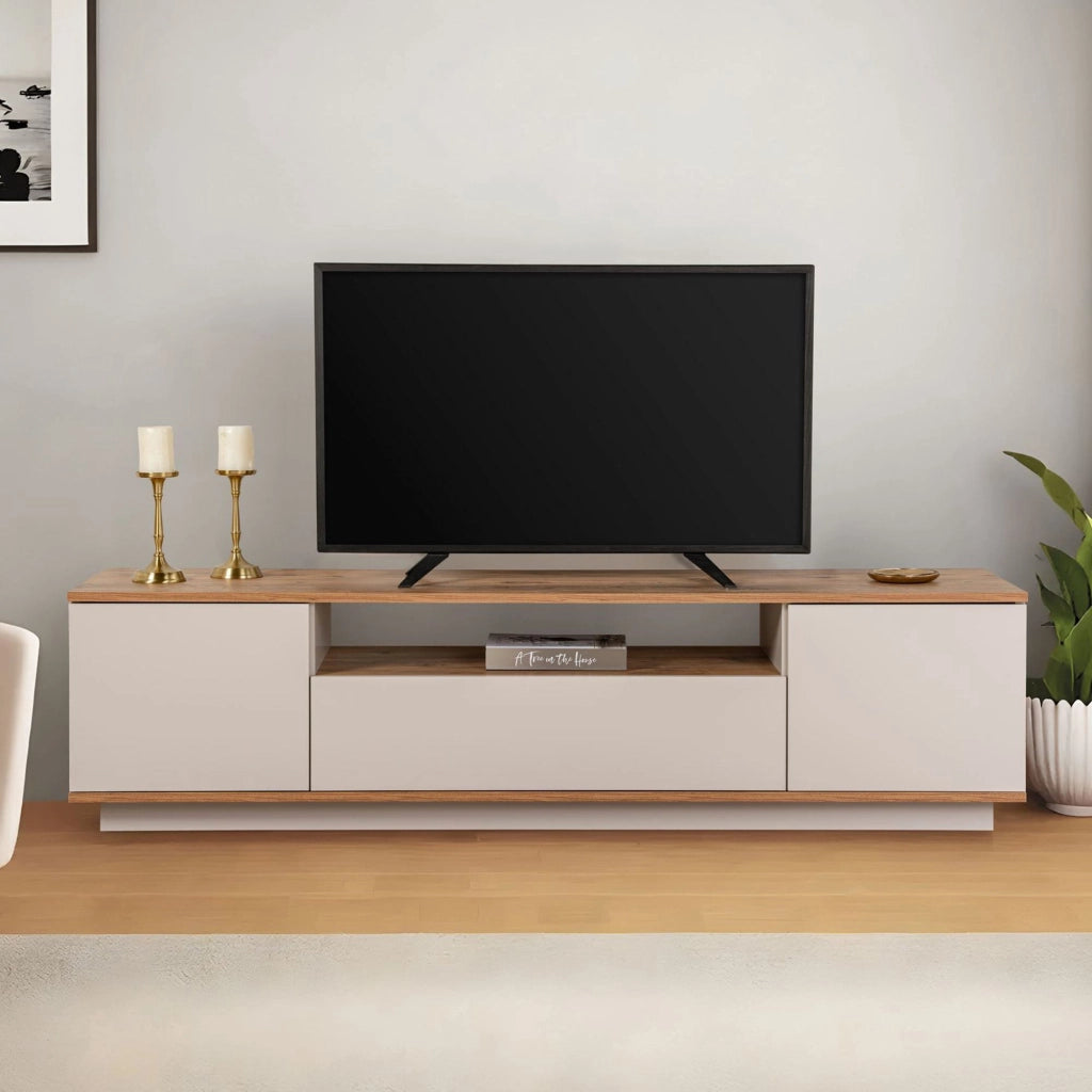 Porta TV in legno "Veramont" - 180 x 44 x 44 cm - Crema