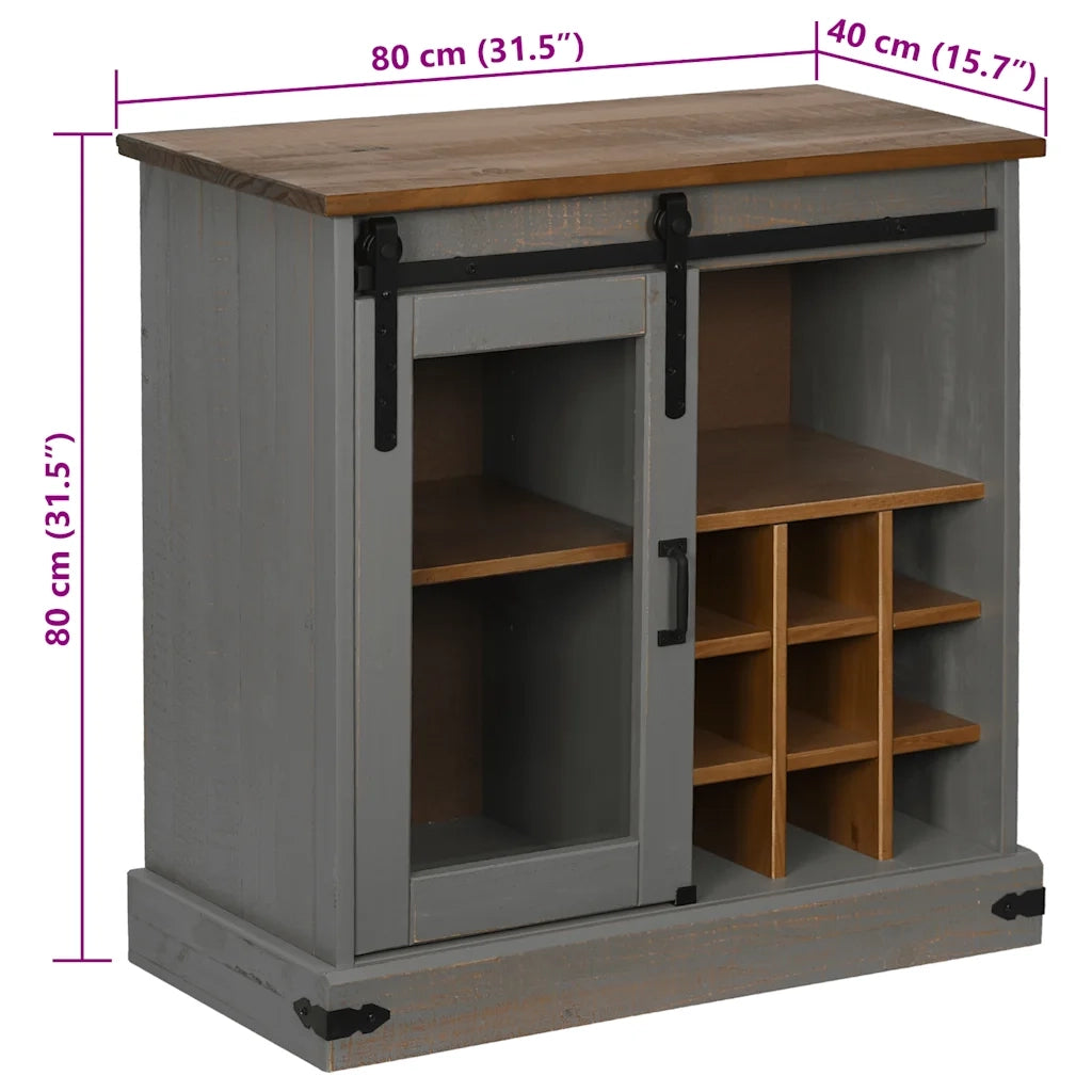 Credenza-Buffet-Armadio da cucina HALDEN con Anta Scorrevole 80x40x80 cm Legno Massello 248276