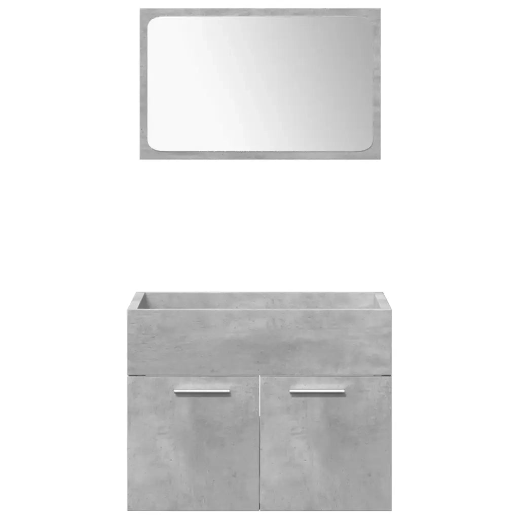 Set Mobili da Bagno 4 pz Grigio Cemento in Legno Multistrato