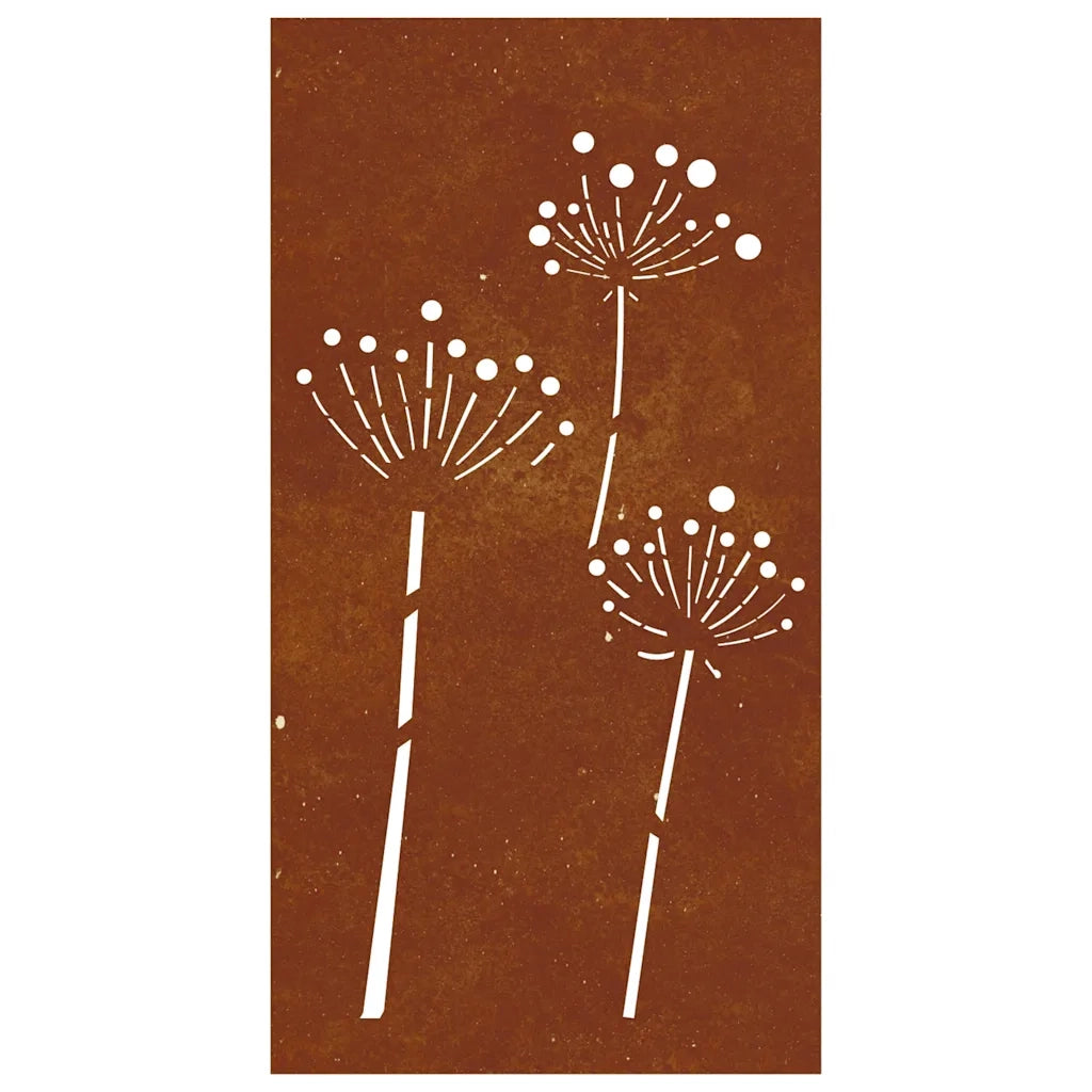Decorazione Muro da Giardino 105x55 cm Fiore in Acciaio Corten 824486