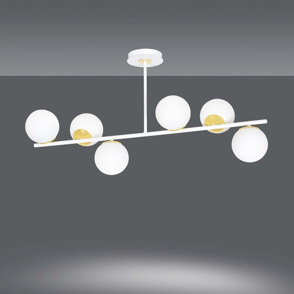 Plafoniera Contemporaneo Vishnu Acciaio Bianco Oro 4 Luci E14 Ip20