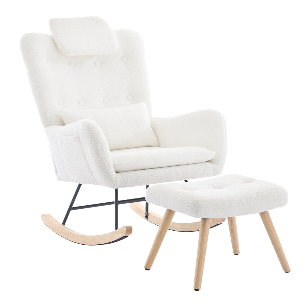 Sedia a dondolo moderna - Zephmum - Velluto, resistente 100 kg, con poggiapiedi