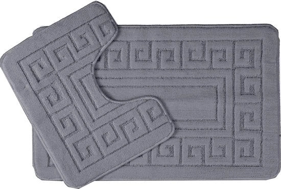Anti-slip badmat in stile greco - Set di 2 badmattini - Incluso 1 badmatto (50 × 80 cm) e 1 tappetino per wc (50 × 40 cm) - houtskool