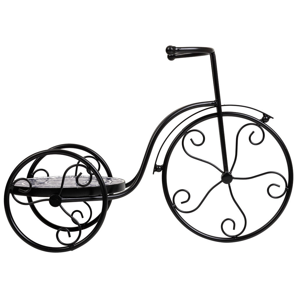 Portavaso bici in mosaico e metallo Blu 53x23,5x36h