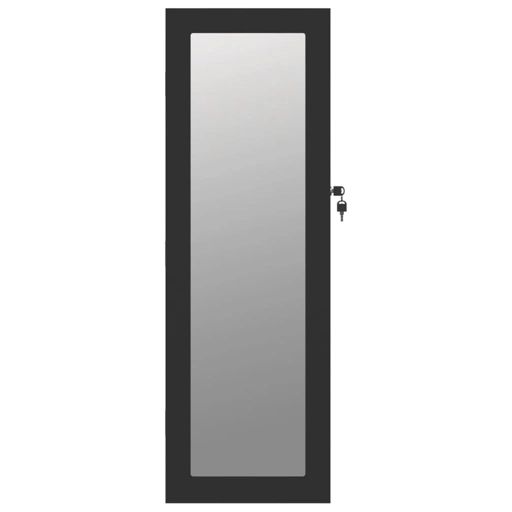 Mobiletto portagioielli mobile contenitore organizer per camera da letto spogliatoio bagno con specchio a parete 30 x 8,5 x 90 cm nero 02_0022841