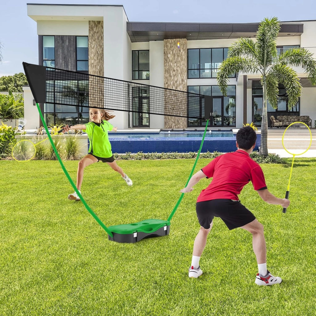 Set di Badminton con Rete, Racchette, 2 Volani e Scatola di Conservazione, Set di Badminton Portatile per 2 Giocatori da Esterno per Bambini, Ragazzi e Adulti