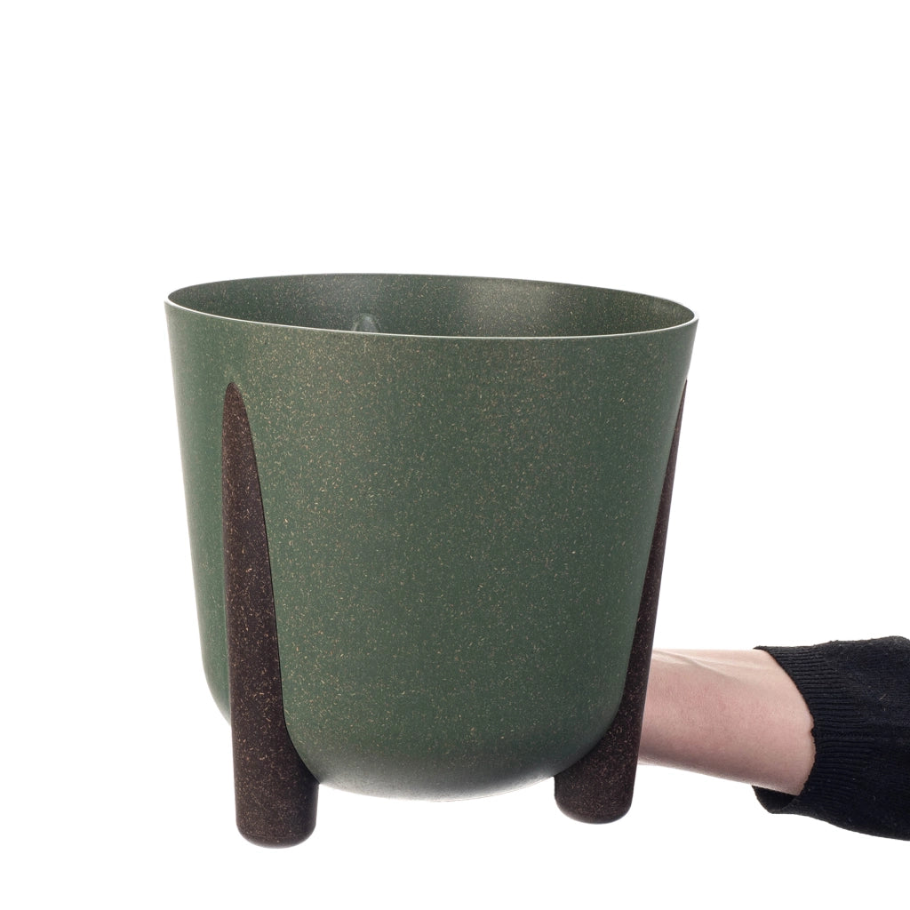 Vaso da fiori KADAX, coprivaso, con gambe, con inserto, moderno, verde, 18 cm