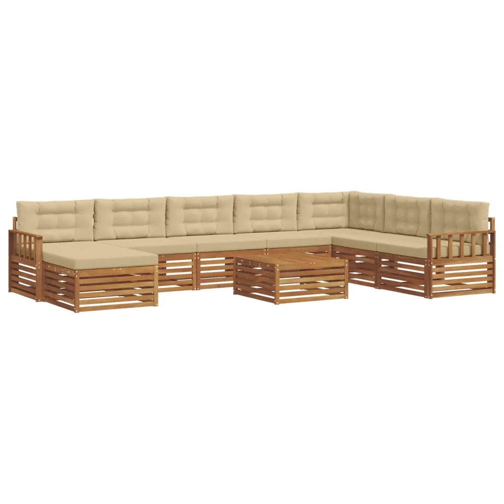 Set di divani da esterno con cuscino 9 pcs Naturale e Beige