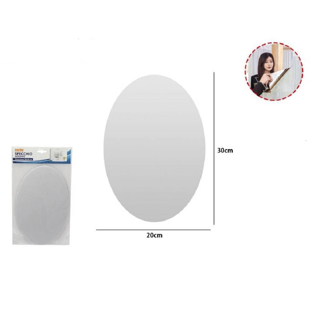 Trade Shop - Specchio Adesivo Forma Ovale Adesiva Murale Arredamento Casa 20 X 30 Cm -