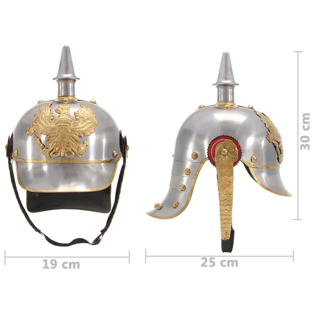 Elmo da Tedesco Prussiano Antico per LARP in Acciaio Argento CFW9627684