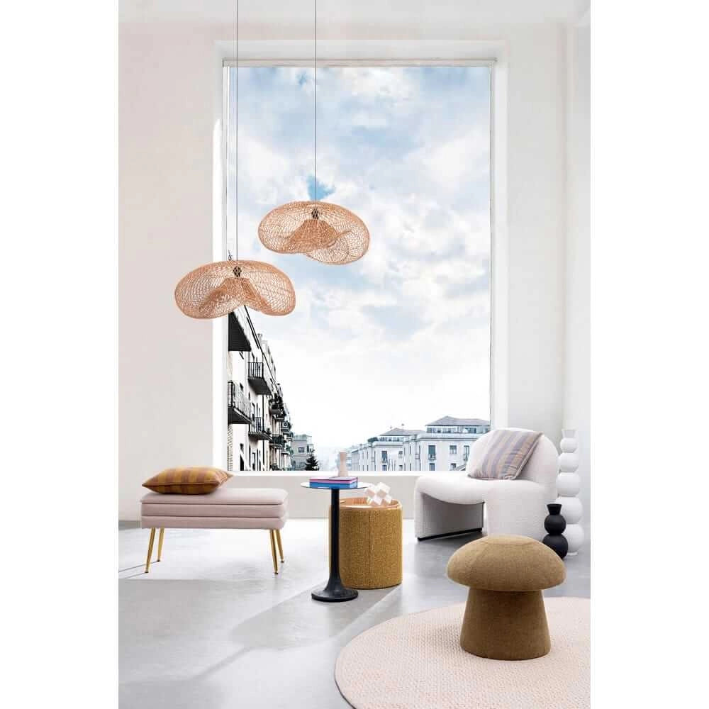Pouf a Fungo in Tessuto Ciniglia Design Moderno - CELINE