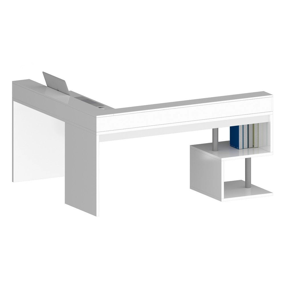 Scrivania Angolare con sopralzo e ripiano 160/180X60X92,5cm - HERMES