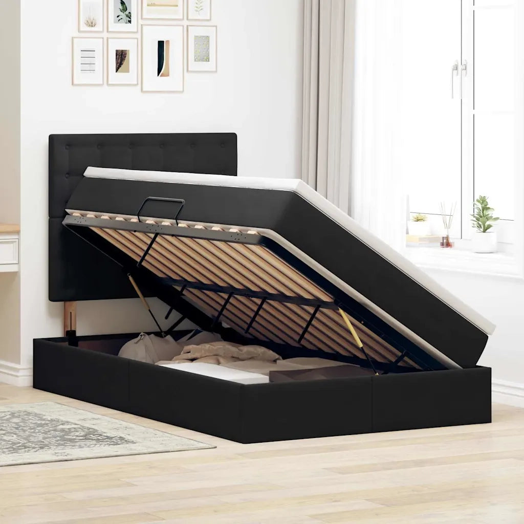 Letto con contenitore e materasso Nero 120 x 200 cm Velluto