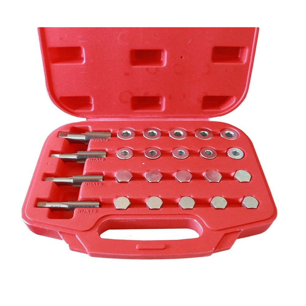 Trade Shop - Kit Riparazione Filettatura Tappo Coppa Olio Auto Con Tappi E Rondelle 64 Pz -