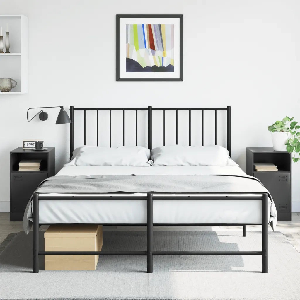 Comodini 2 pz-Set di 2 Tavolino da notte Neri 34,5x39x62 cm in Acciaio 334032