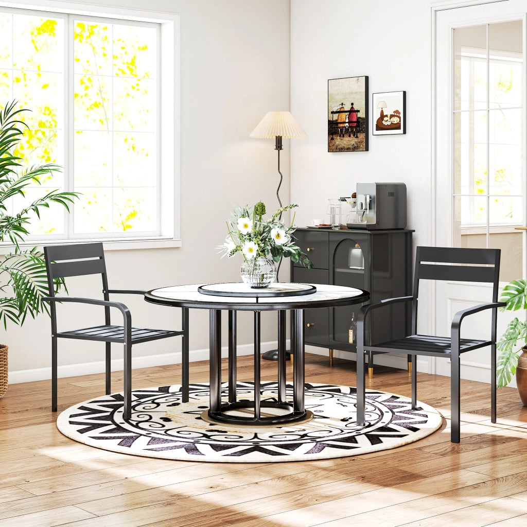 Sedia da giardino impilabile con braccioli ¨C zephmum ¨C grigio scuro, alluminio 56x58x83