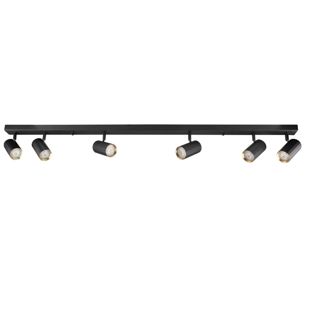 Plafoniera/Applique 6 luci GU10 nero oro NICEA Polux