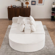 Divano modulare trasformabile in ciniglia bianca 263x171 cm