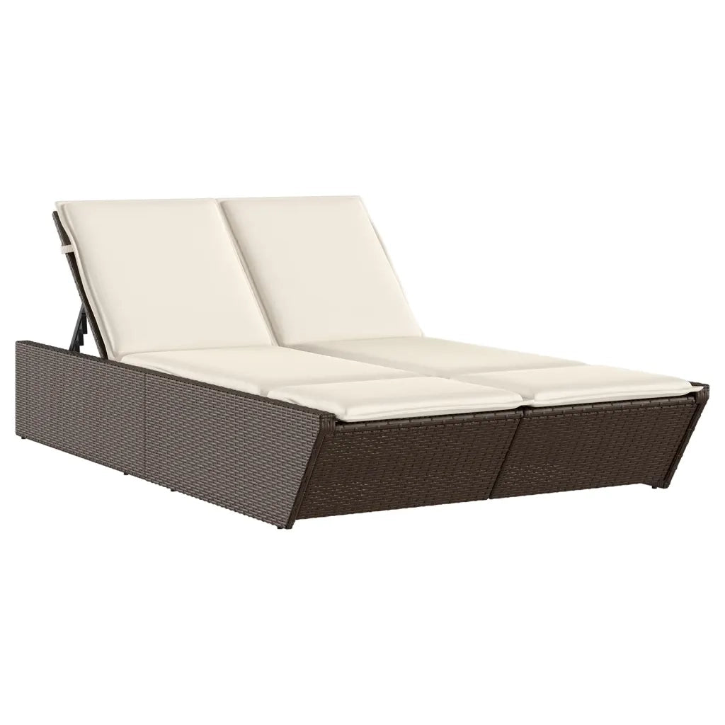 Lettino Prendisole | Sdraio da giardino | Lettino da sole con Cuscini Marrone in Polyrattan