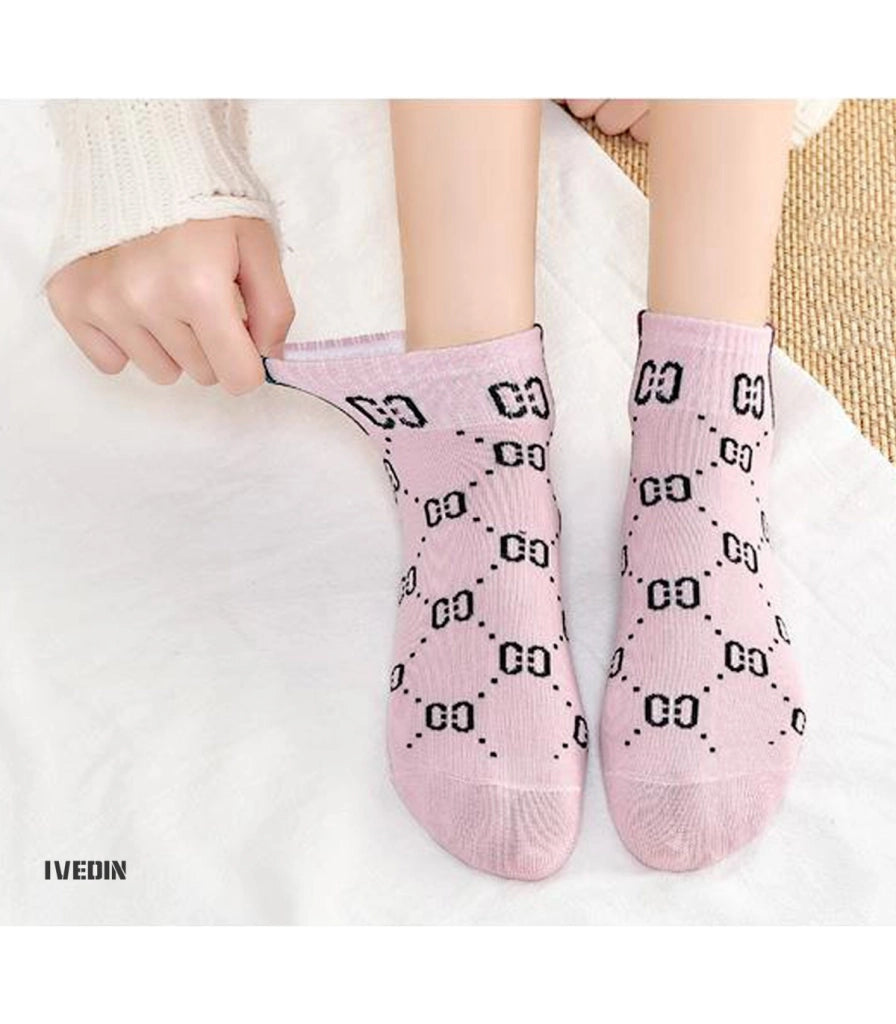 Calzini Bassi in Cotone per Donna e Bambina | Stile Universitario con Motivo Catenine Ricamate | Taglia Unica 34–40 EU