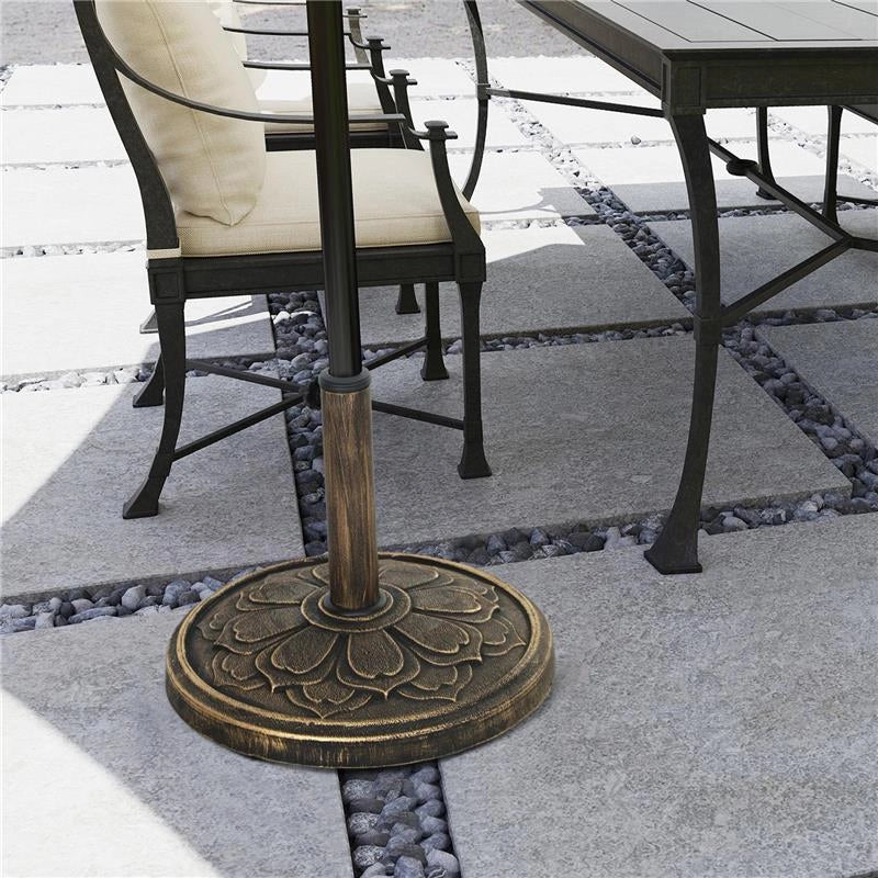 BASE PER OMBRELLONE DA 12 KG CON MANOVELLA INTEGRATA IN RESINA METALLO E CEMENTO 46X33 CM BRONZO