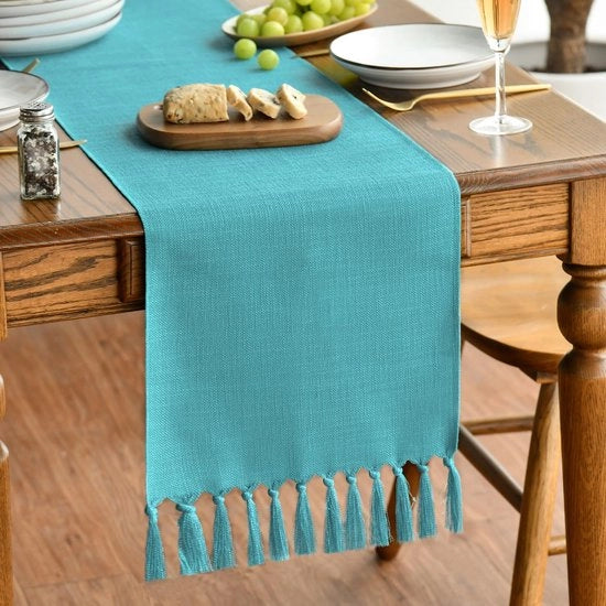 Decorazione per Tavolo da Cucina Turquoise Stile Rurale, 33x243 cm, Decorazione per Festa, Compleanno, Matrimonio
