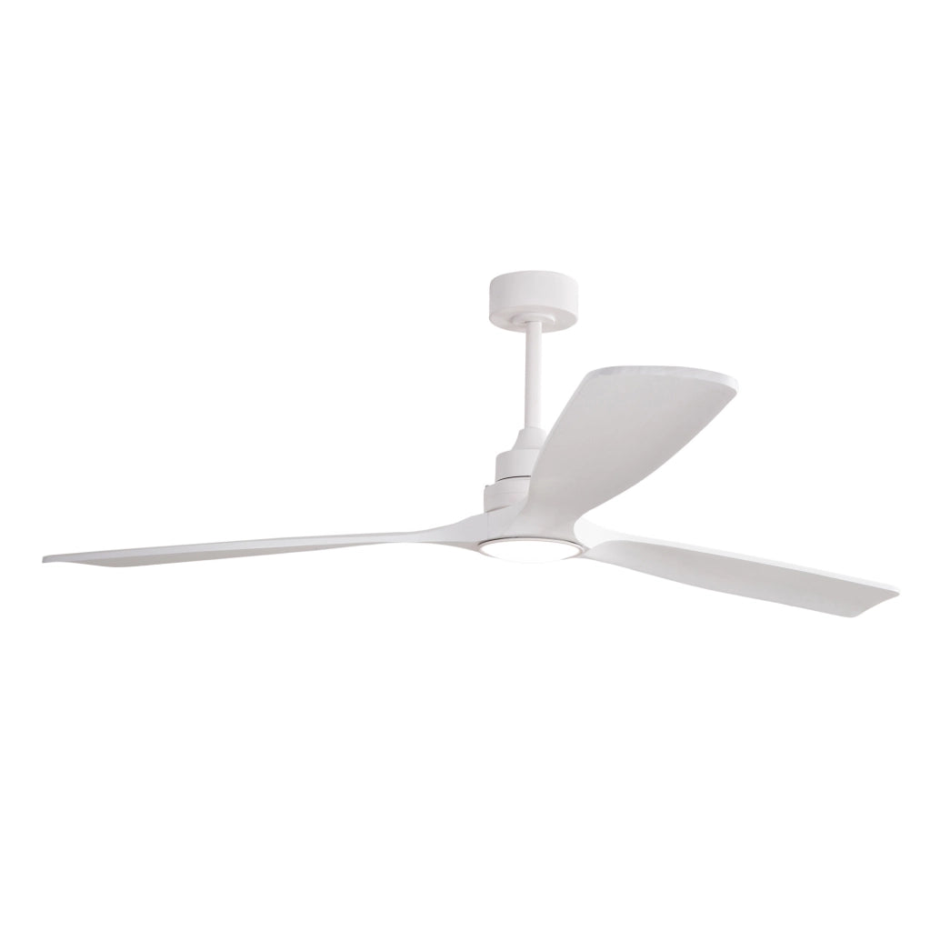 Ventilatore da soffitto 70 pollici con luce LED, telecomando, legno e metallo, bianco