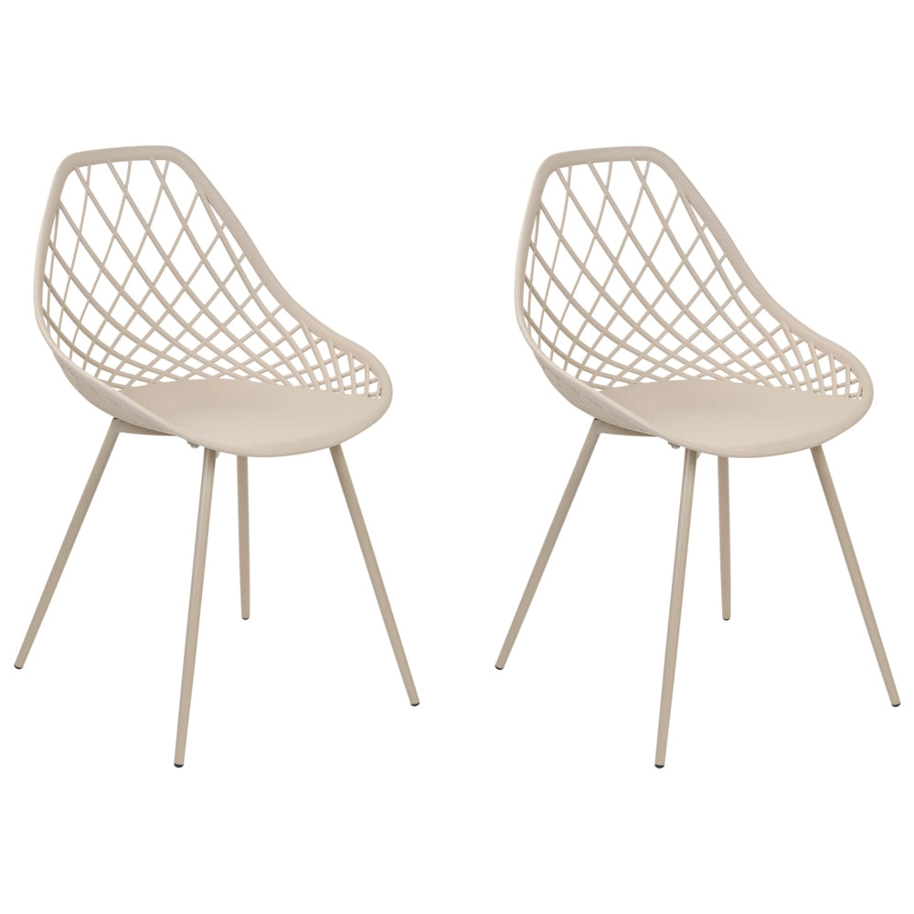 Set di 2 sedie da pranzo in materiale sintetico beige schienale netto design scandinavo moderno