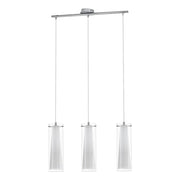 Lampadario A Sospensione Contemporaneo Pinto Acciaio Cromo Vetro 3 Luci E27