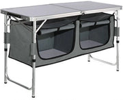 Tavolo da Campeggio - Opzioni per Campeggiare - Opzionale - Inclinabile - 2 Comparti di Stoccaggio - fino a 136 KG - 120 cm x 47 cm x 70 cm